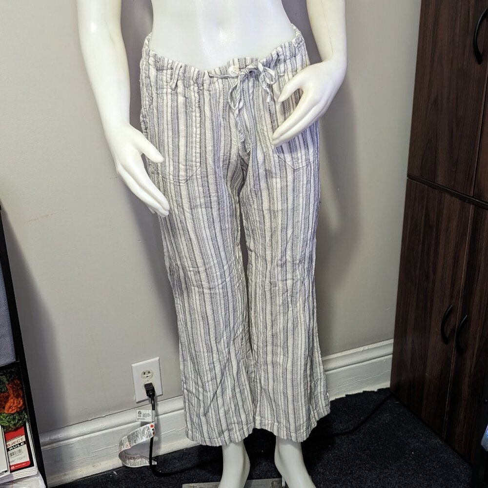 Just Living Linen and Cotton Blend Striped Pants M EUC
